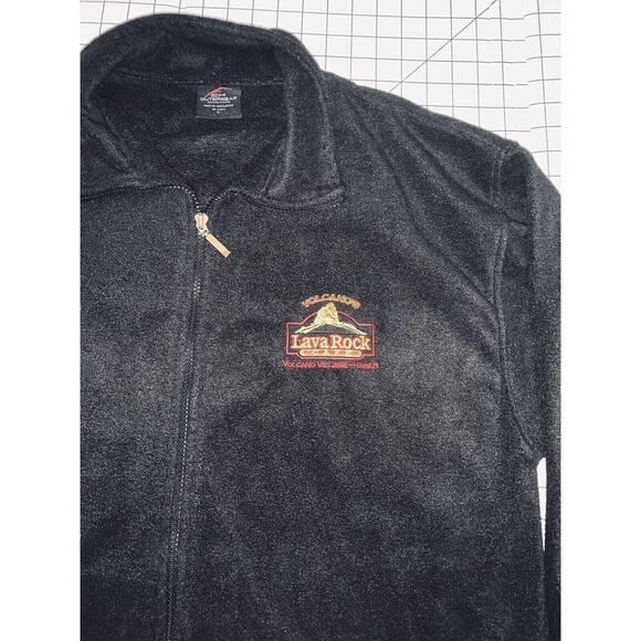 L Hawaii Lava Rock Cafe Volcano Village Fleece Jacket Embroidered Logo GUC Black - Picture 4 of 11